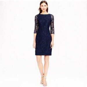 Petite Natalia dress in Leavers lace / PETITE 0 / NAVY